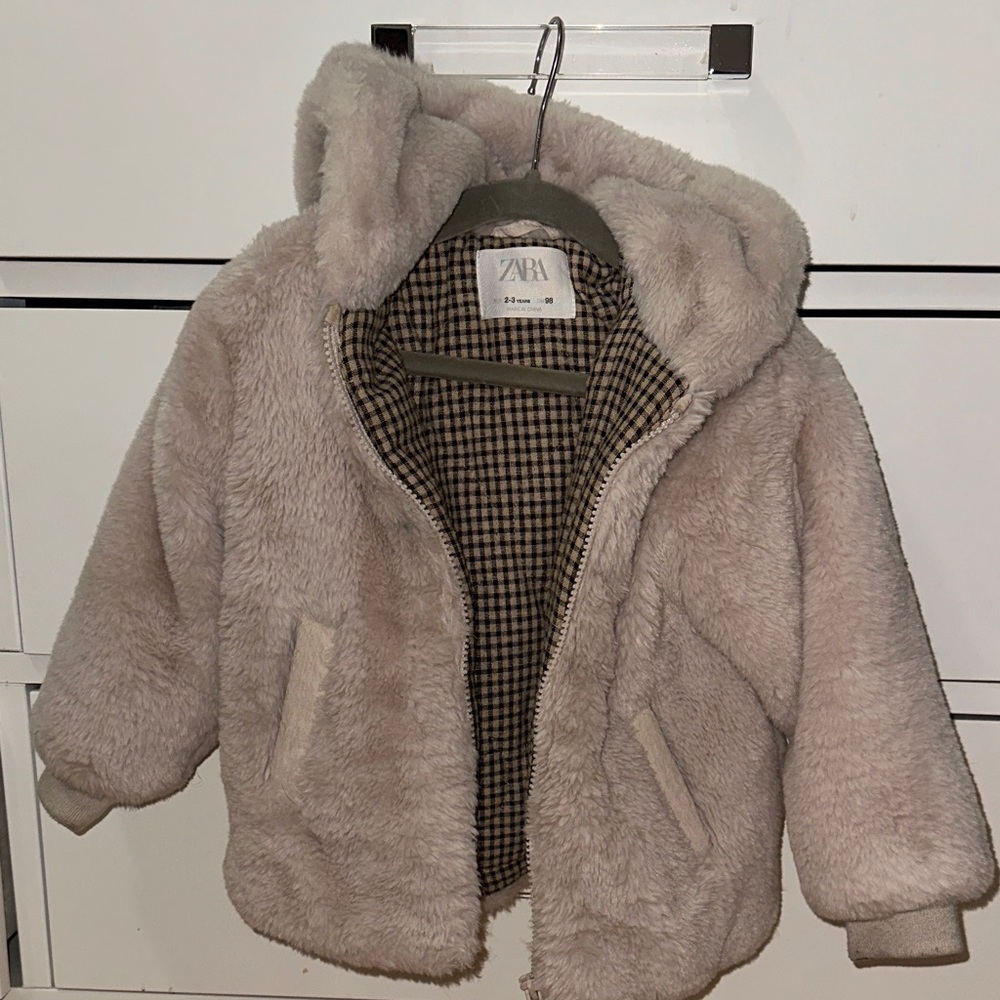 Zara Kids Beige Fleece Puffer Jacket